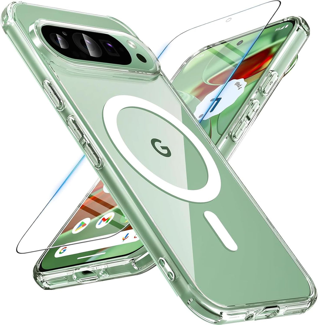 Entronix Bundle Compatible with Pixel 9 - [Magnetic] Clear Case & 1 Clear Screen Protector