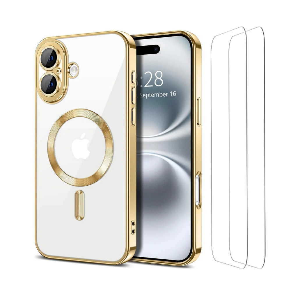 Entronix Bundle Compatible with iPhone 16 - [Magnetic] Luxury Glossy Case & 2 Clear Screen Protectors
