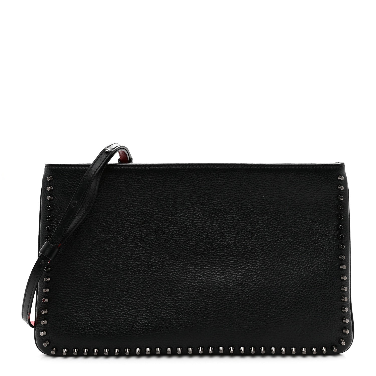 Calfskin Studded Loubiposh Clutch Black