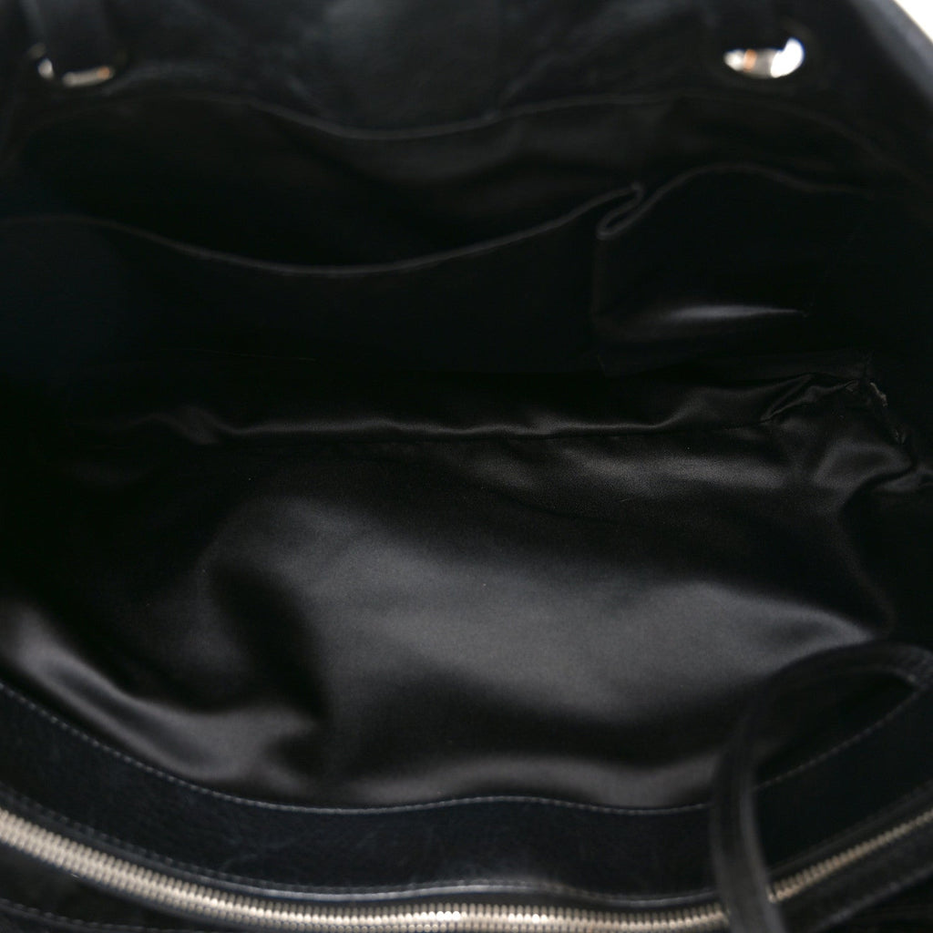 Glazed Calfskin Large On The Road Tote Black