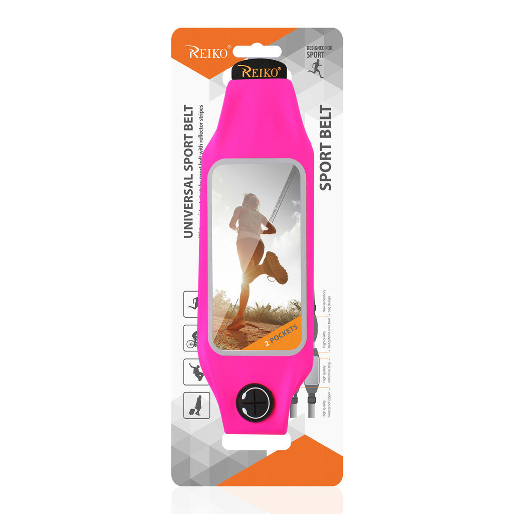 Reiko Running Sport Belt For Iphone 7/ 6/ 6S Or 5 Inches Device With Two Pockets In Pink (5X5 Inches)