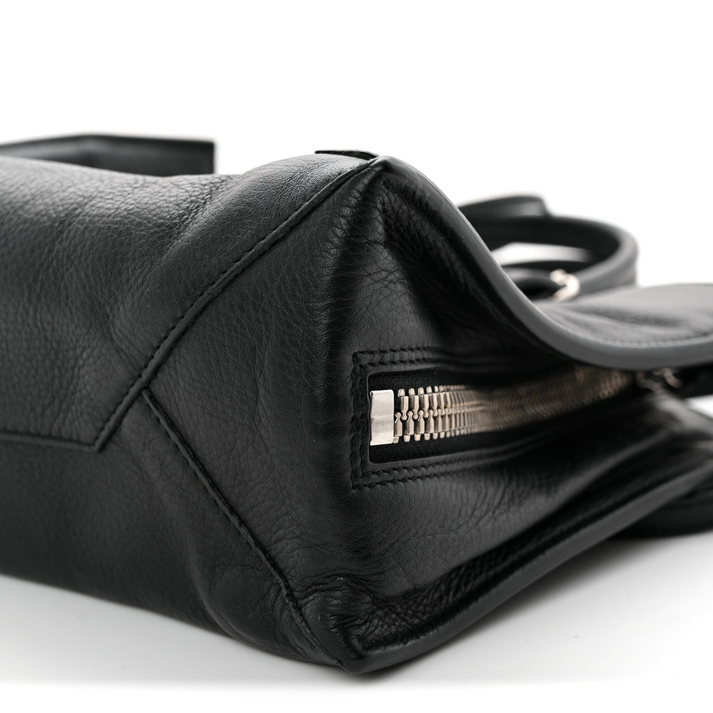 Grained Calfskin Papier Mini A4 Zip Around Tote Black