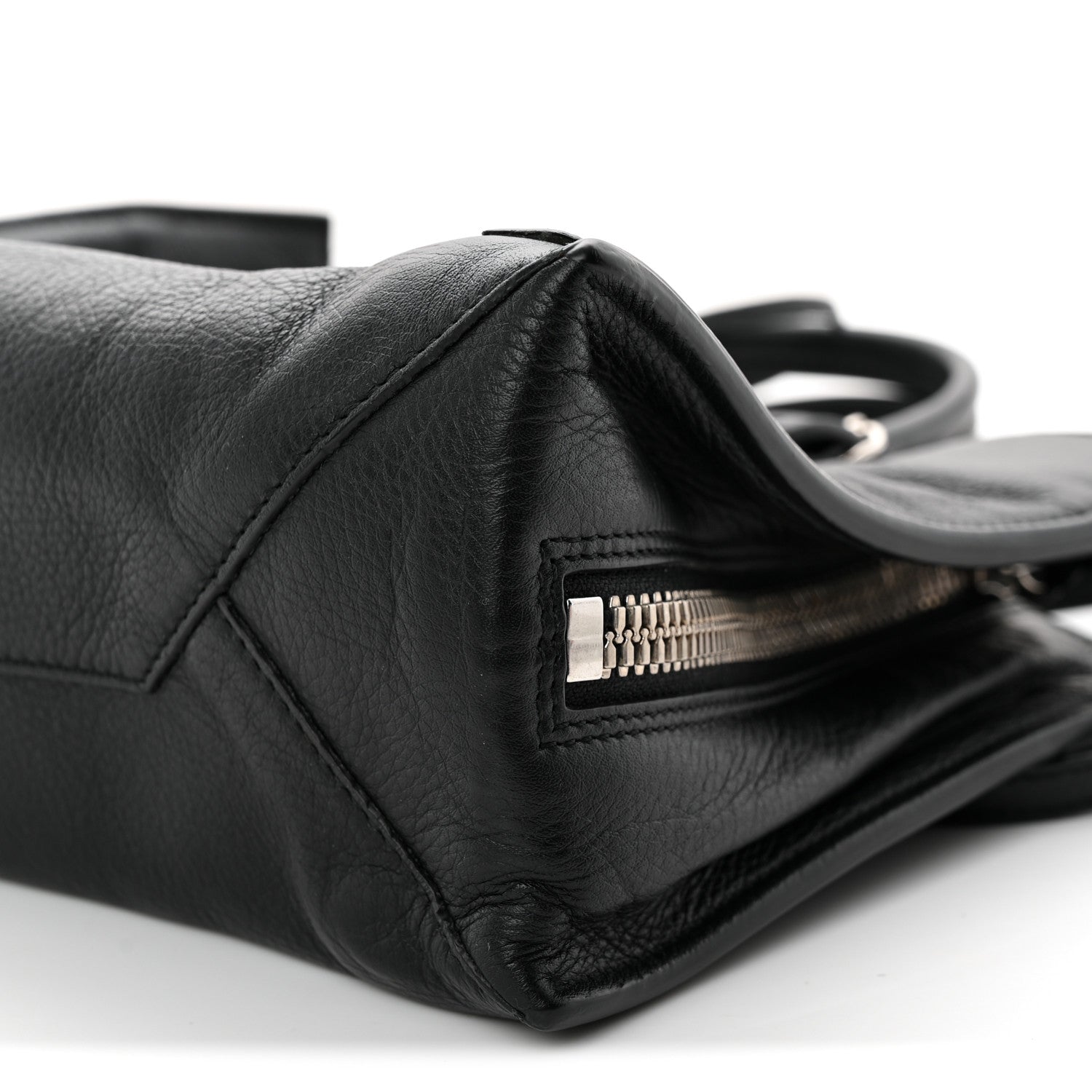 Grained Calfskin Papier Mini A4 Zip Around Tote Black