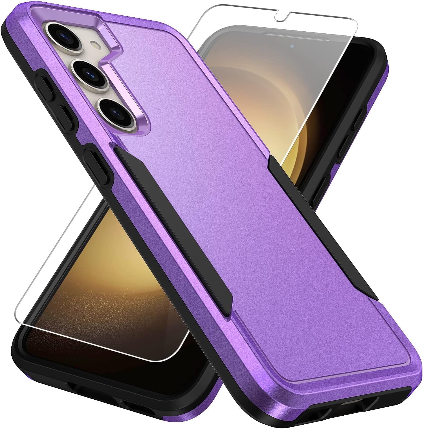 Entronix Bundle Compatible with Galaxy S24 Plus - Soft-Touch Dual-Layer Case & 1 Clear Screen Protector