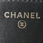 Lambskin Quilted Trendy CC Wallet On Chain WOC Black