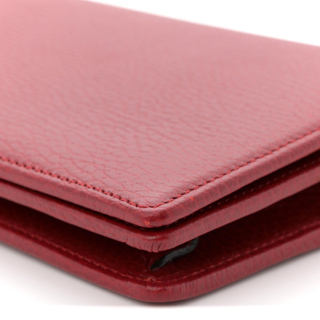 Dollar Calfskin Mini GG Marmont Chain Wallet Hibiscus Red