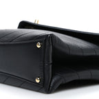 Lambskin Chevron Stitched Medium Envelope Flap Black