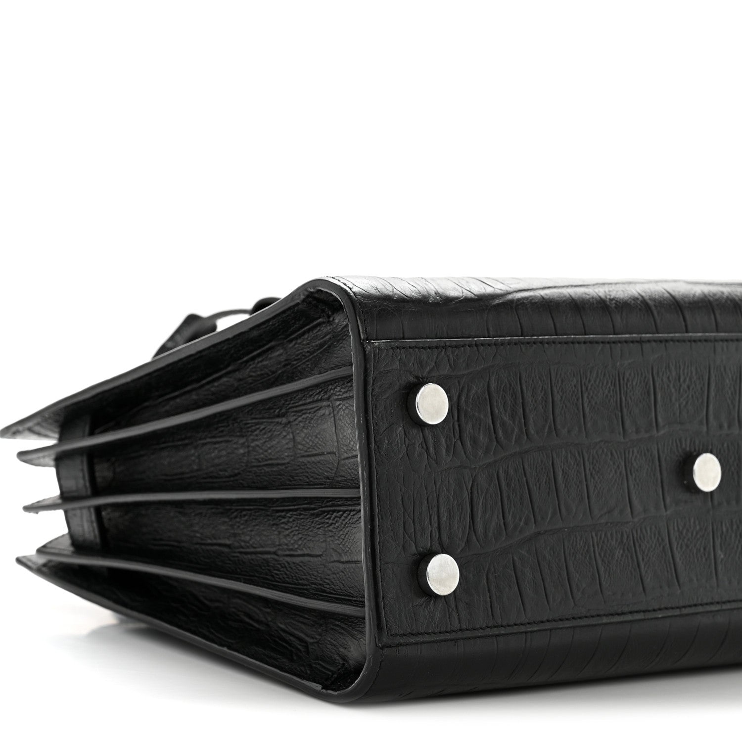 Calfskin Crocodile Embossed Baby Sac De Jour Black