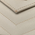Grain De Poudre Matelasse Chevron Monogram Chain Wallet Crema Soft