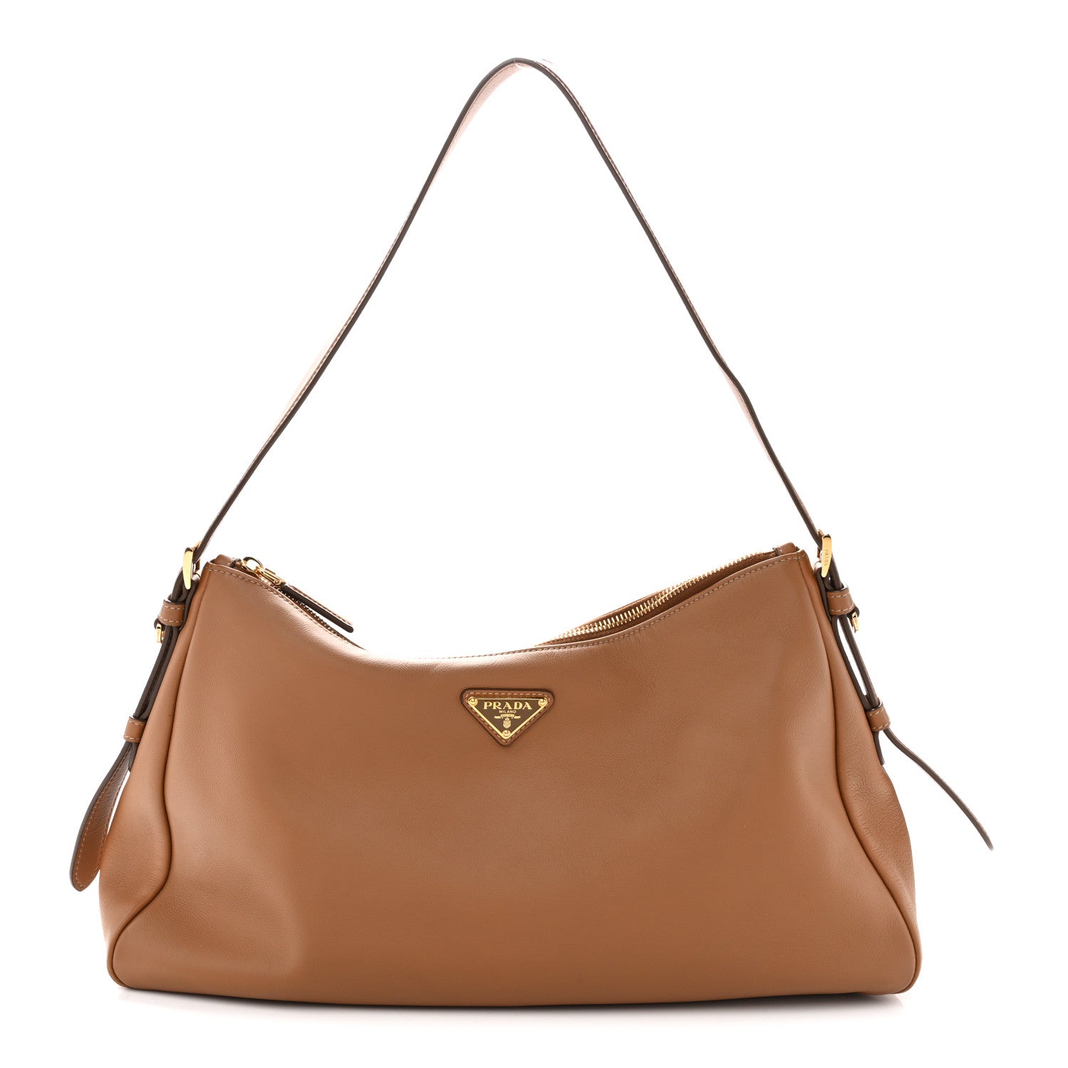 Soft Calfskin Large Aimee Shoulder Bag Caramel