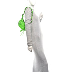Extra Supple Calfskin Crocodile Embossed Le Cagole Shoulder Bag XS Acid Green