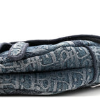 Oblique Embroidered Saddle Bag Denim Blue