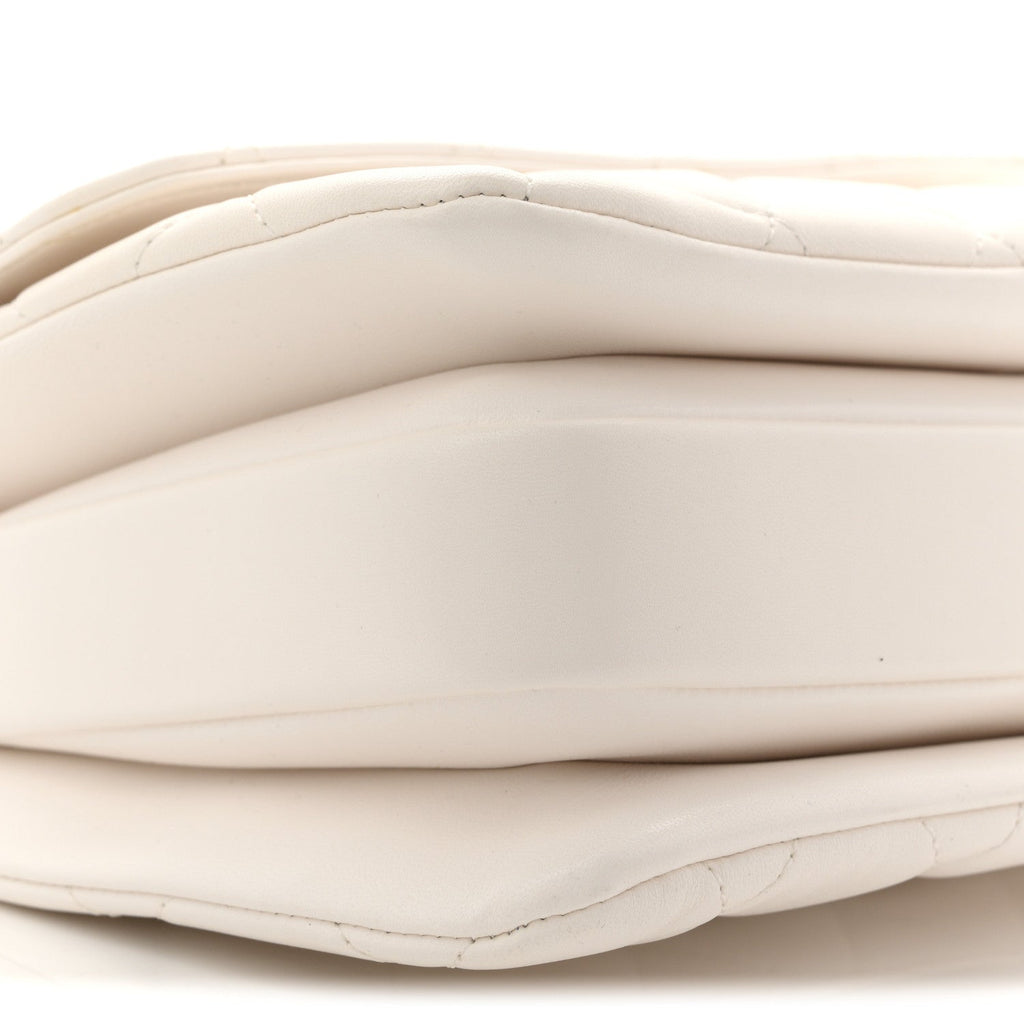 Lambskin Lacquered Quilted Small Trendy CC Dual Handle Flap Bag White