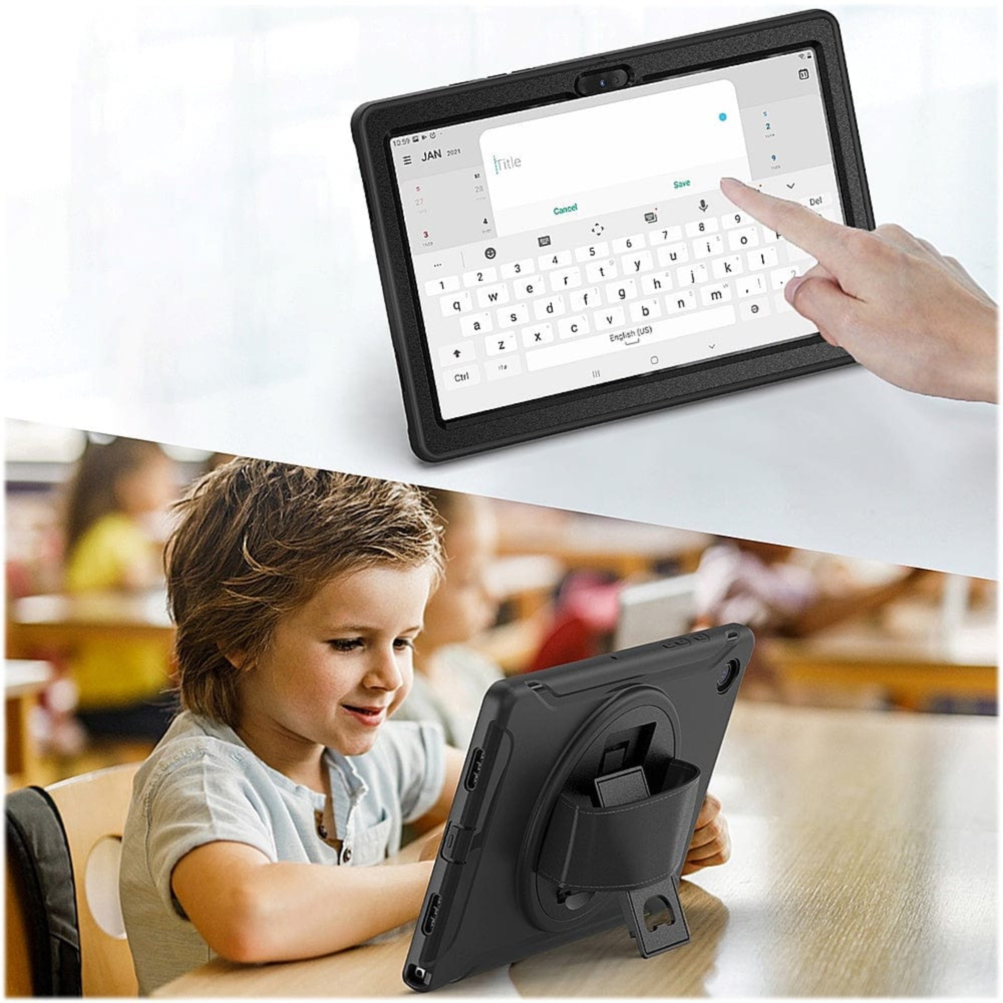 SAHARA - PROTECTION Hand Strap Series Case for Samsung Galaxy Tab A8 - Black