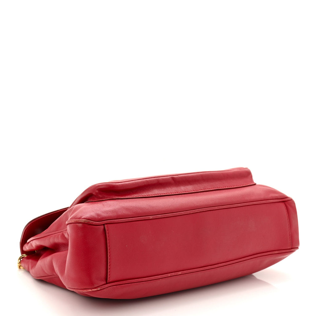 Calfskin Gancini Chain Shoulder Bag Red