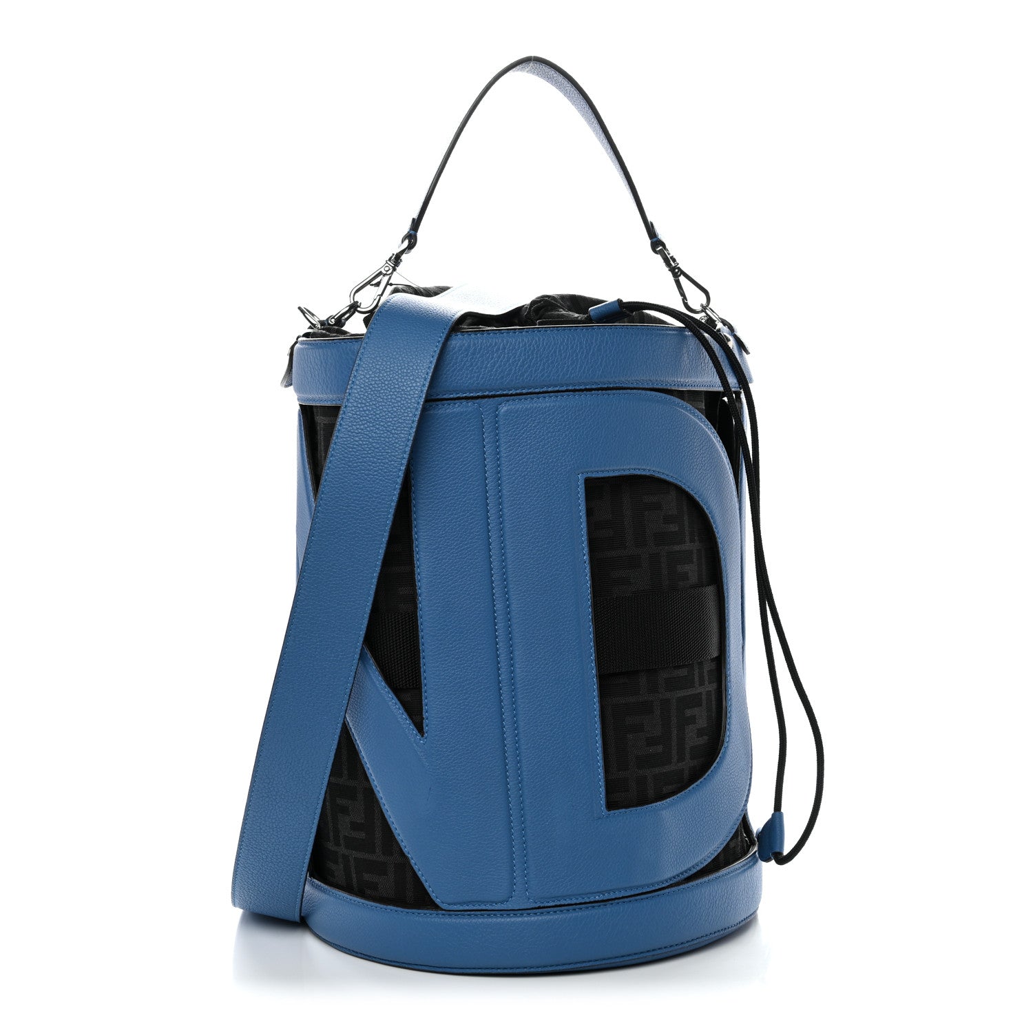Jacquard Vitello Logo Bucket Bag Fiordaliso