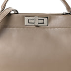 Vitello Morgan Shiny Nappa Medium Peekaboo Iconic Satchel Tortora