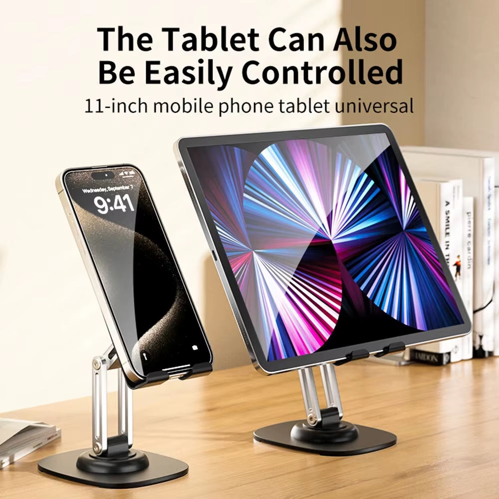 360° Adjustable Universal Tablet and Smartphone Desk Stand with Detachable Arm for Portable Use