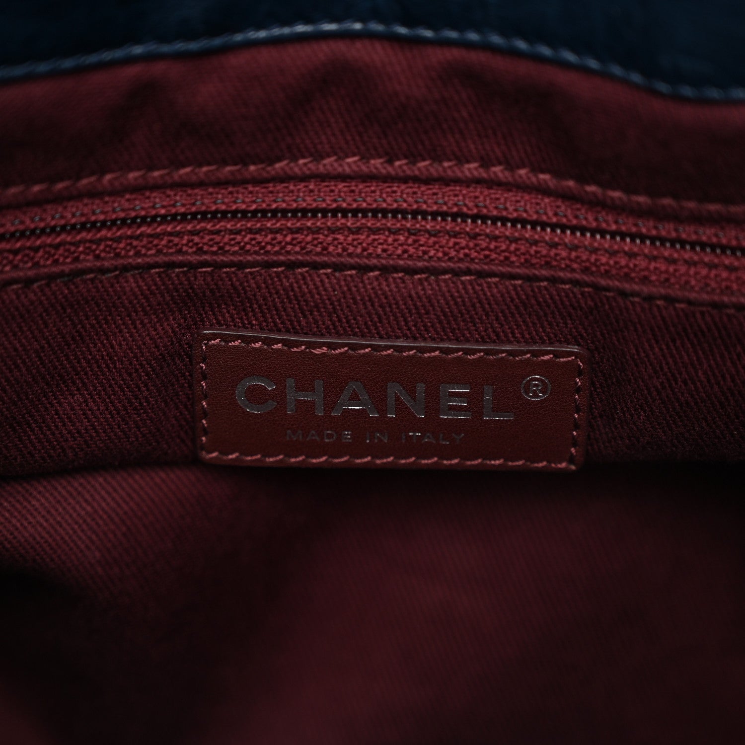 Iridescent Calfskin Quilted Large In The Mix Tote Navy