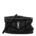 Lambskin Quilted Medium Loulou Puffer Monogram Chain Satchel Black