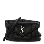 Lambskin Quilted Medium Loulou Puffer Monogram Chain Satchel Black