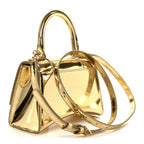 Mirror Calfskin Hourglass Top Handle Bag XS Gold