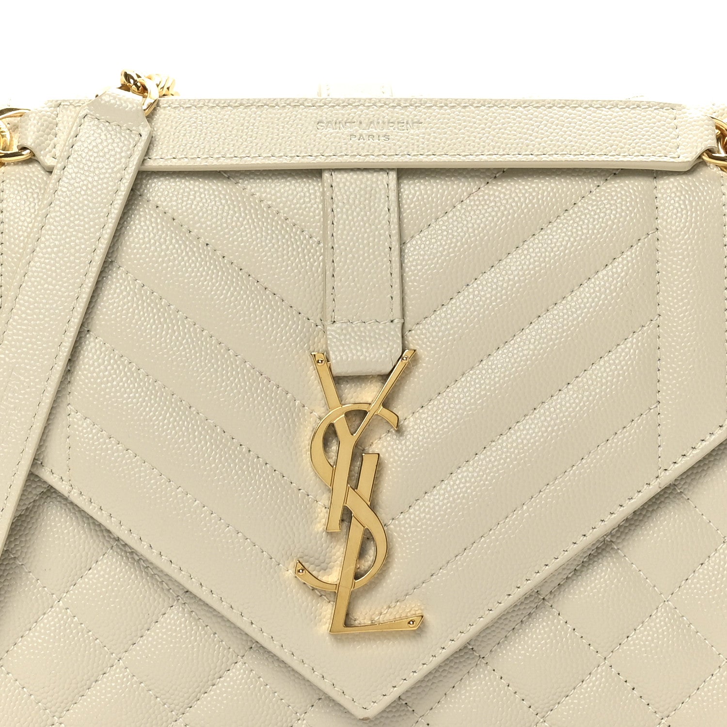 Grain De Poudre Textured Mixed Matelasse Medium Triquilt Monogram Satchel Crema Soft