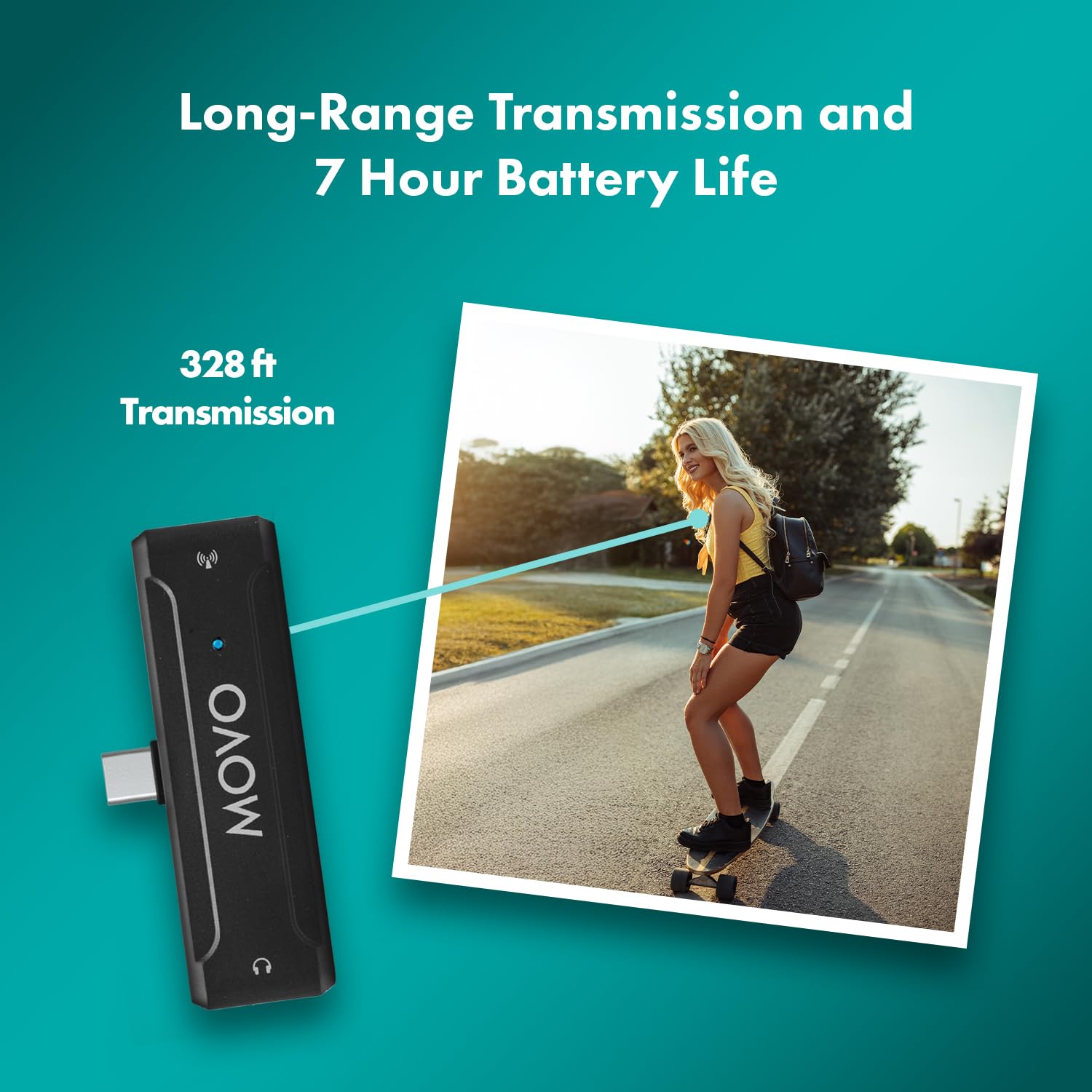 Movo WMX-2-C USB-C Wireless Mic for USB-C w Handle