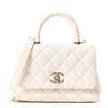Caviar Quilted Extra Mini Coco Handle Flap White