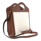 Canvas Smooth Calfskin Two Tone Mini Pocket Bag Natural Malt Brown