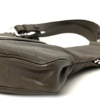 Sakai Be Green Calfskin Diagonal Stitched Small Blondie Tote Craclet Brown
