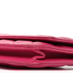 Lambskin Quilted Wallet On Chain WOC Dark Pink