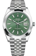 Rolex Oystersteel Datejust 41  - Smooth Bezel - Green Motif Dial - Jubilee Bracelet - 126300GMDJ