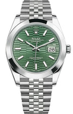 Rolex Oystersteel Datejust 41  - Smooth Bezel - Green Motif Dial - Jubilee Bracelet - 126300GMDJ