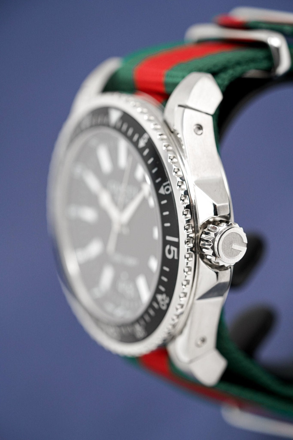 Gucci Watch Dive 45mm Black Stripe Silver