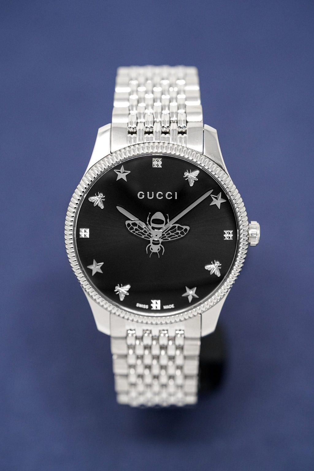Gucci Watch G-Timeless Ladies 36mm Slim Bee Silver