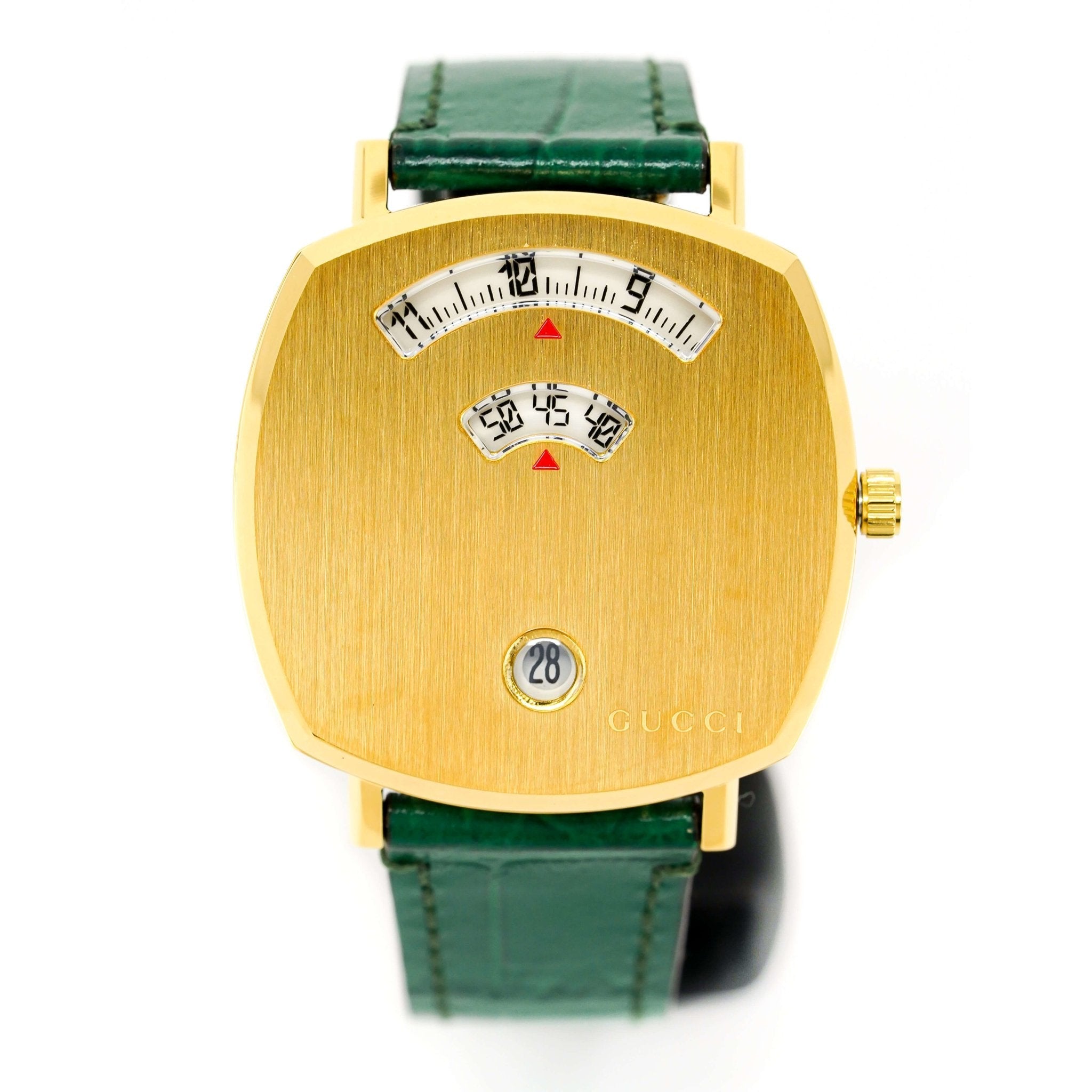 Gucci Watch Grip 35mm Yellow Gold Green
