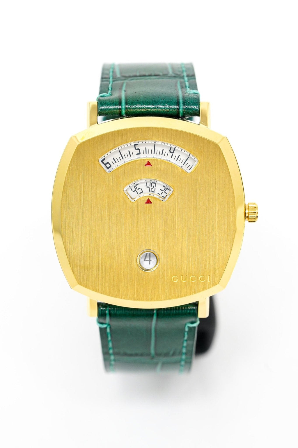 Gucci Watch Grip 38mm Yellow Gold Green Alligator