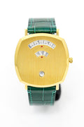 Gucci Watch Grip 38mm Yellow Gold Green Alligator