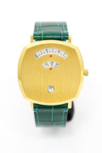 Gucci Watch Grip 38mm Yellow Gold Green Alligator