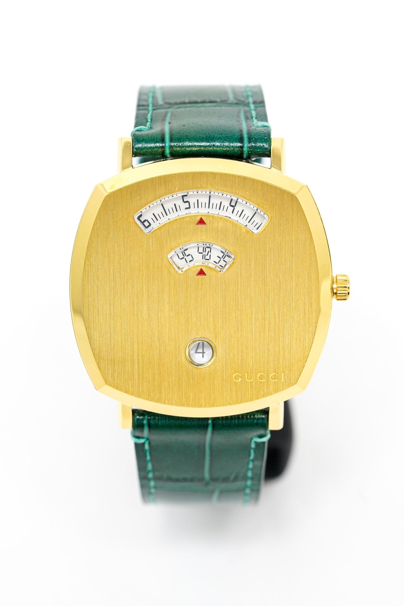 Gucci Watch Grip 38mm Yellow Gold Green Alligator
