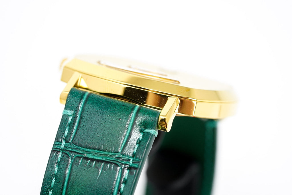 Gucci Watch Grip 38mm Yellow Gold Green Alligator