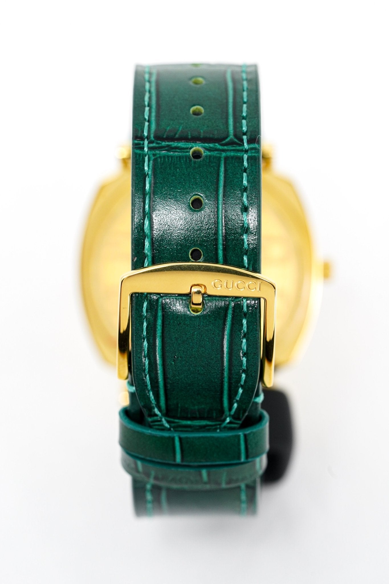 Gucci Watch Grip 38mm Yellow Gold Green Alligator