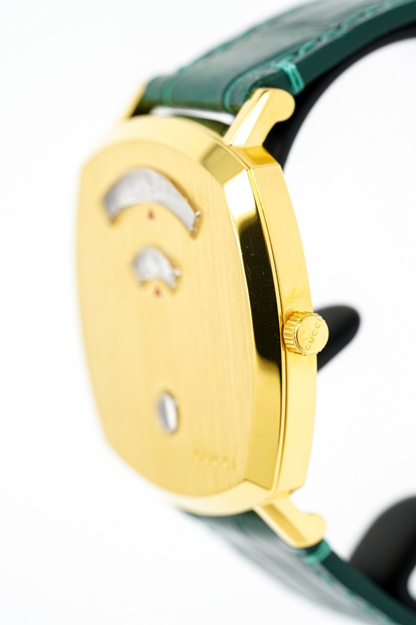 Gucci Watch Grip 38mm Yellow Gold Green Alligator