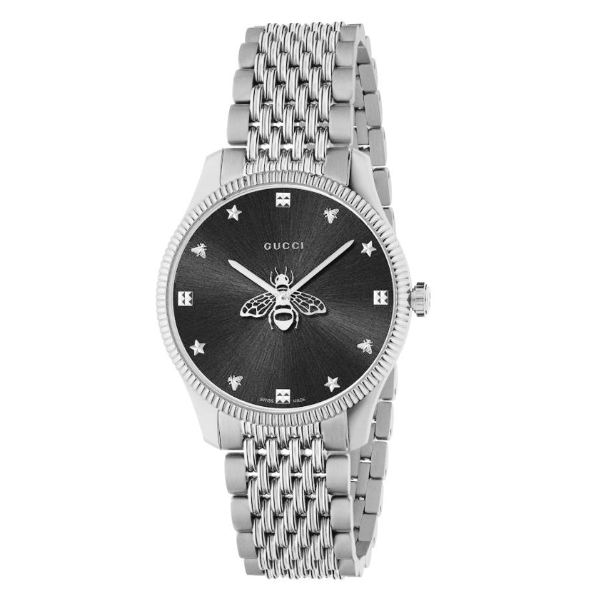 Gucci Watch G-Timeless Ladies 36mm Slim Bee Silver