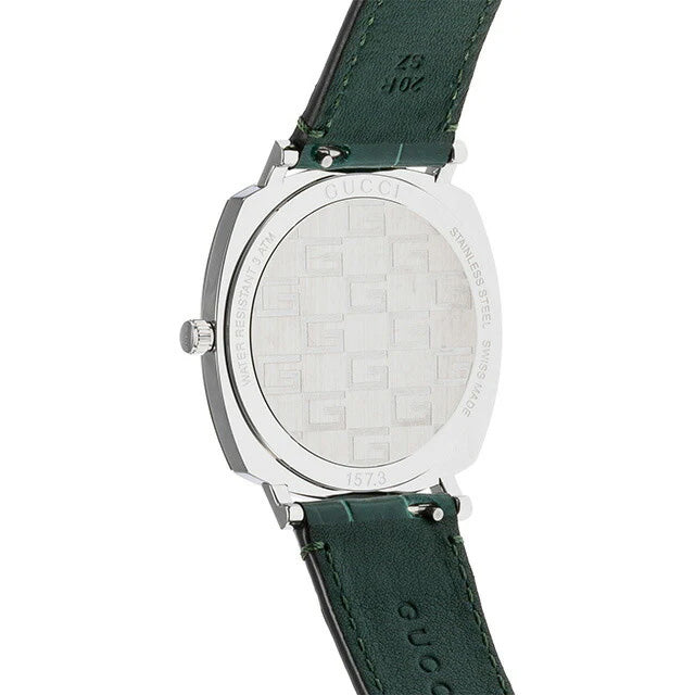 Gucci Grip Unisex Watch Silver Green Alligator