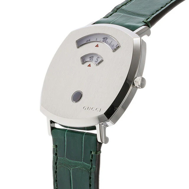 Gucci Grip Unisex Watch Silver Green Alligator