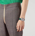 Gucci Grip Unisex Watch Silver Green Alligator