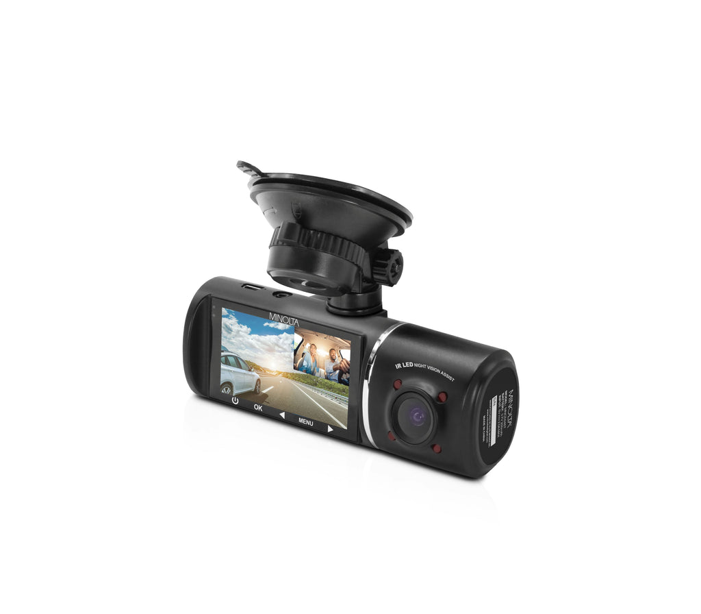 MINOLTA MNCD245T 3-Channel 1080P Car Camcorder w/2.45" LCD & Interior+Rear Camera (Black)