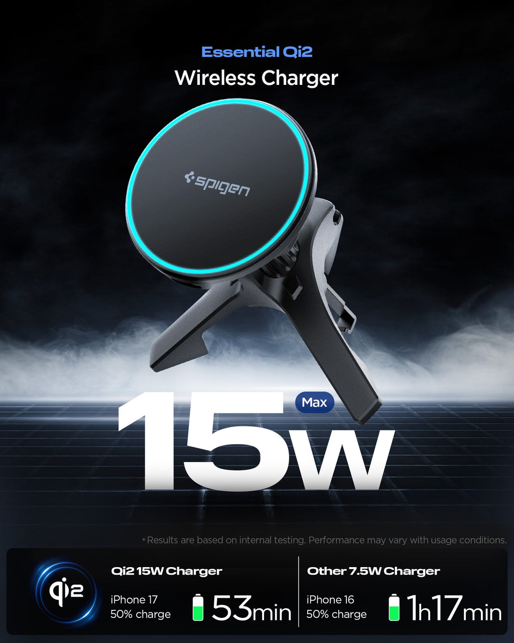 Spigen Essential Qi2 15W Hook Car Mount (Mag Fit) | EV15MAQ